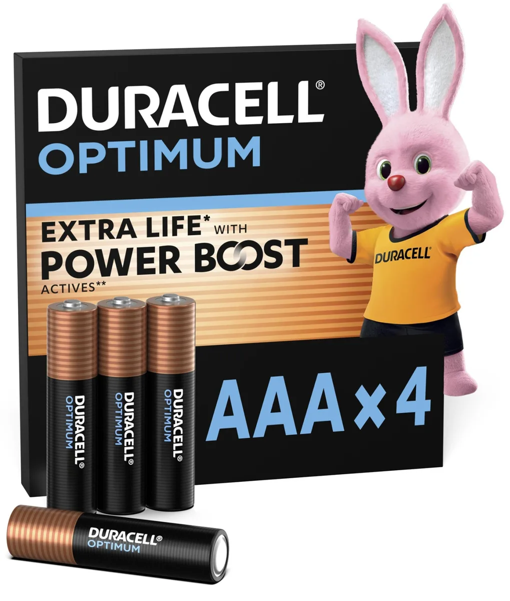 Лужні батарейки Duracell Optimum AAA 1,5 В 4 шт