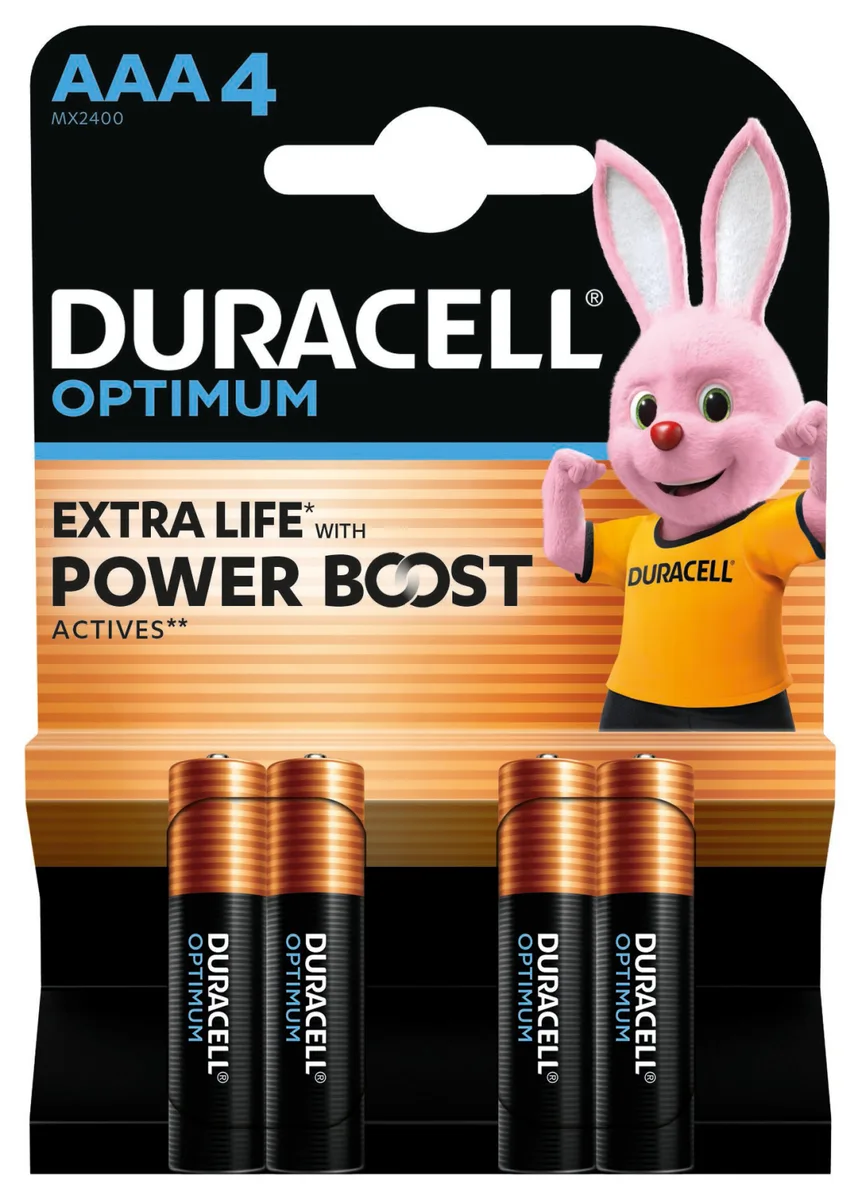 Лужні батарейки Duracell Optimum AAA 1,5 В 4 шт