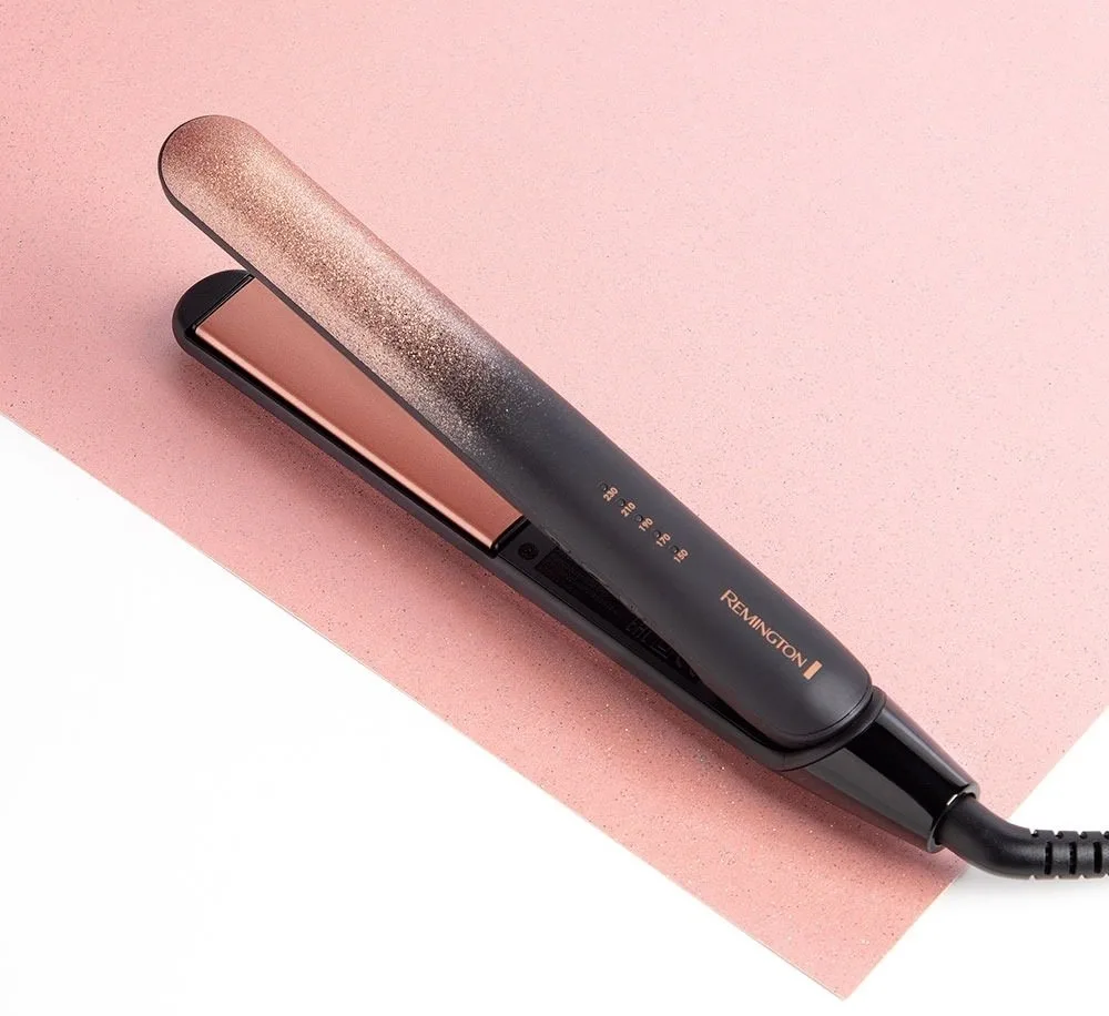 Випрямляч волосся Remington Rose Shimmer, 5 температурних режимів, 150-230°C, керамічне покриття, чорний з золотими акцентами.