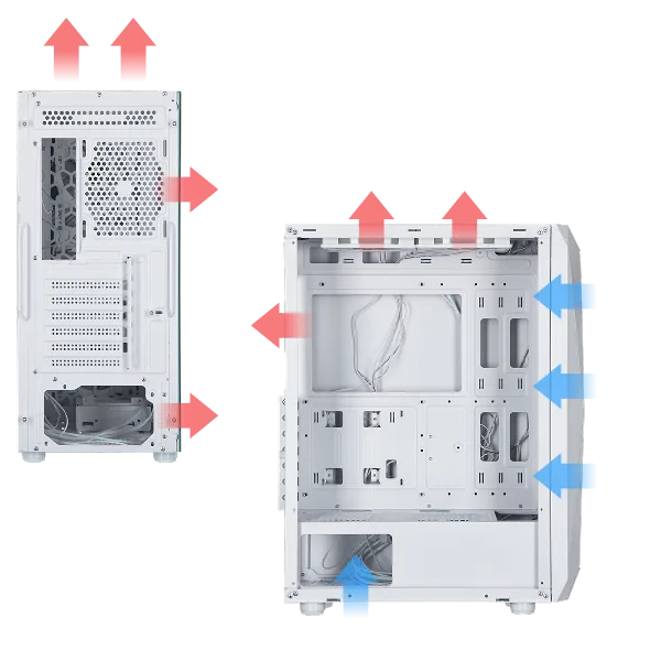 Корпус 2E GAMING Aruba G3313W, без БЖ 1xUSB3.0, 2xUSB2.0, 5x120мм ARGB, VGA 330мм, LCS ready, HUB, TG боковая панель, ATX, белый.