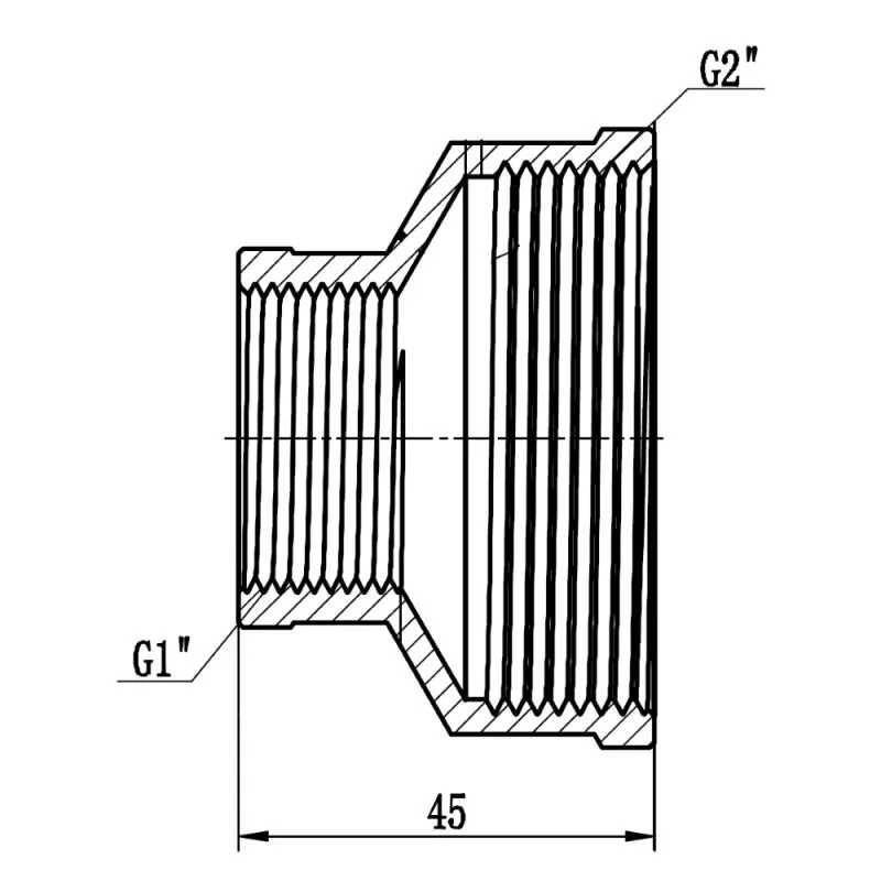 Муфта редукционная 2"x1" ВВ латунь никелированная Forte
