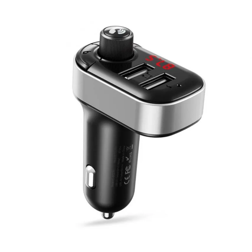 Автомобільний зарядний пристрій FM-трансмітер XO 2USB 3,1А пластик чорний
