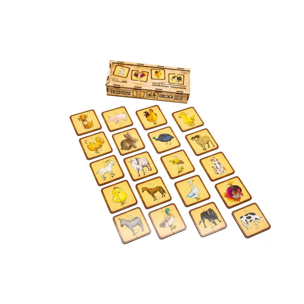 Дерев'яна головоломка PuzzleOK 40 елементів з пресованої деревноволокнистої плити Багатокольорова