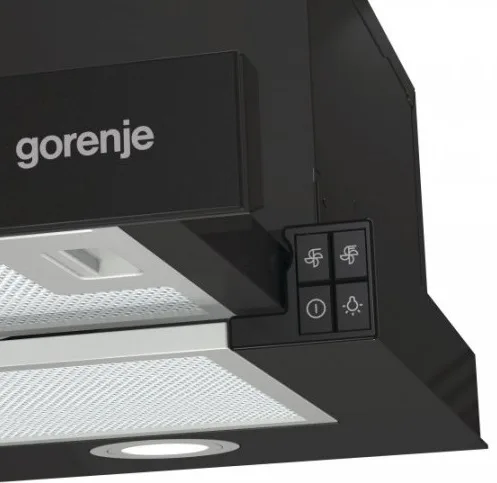 Витяжка Gorenje телескопічна 60см 450м3 год чорна кухонна витяжка для відведення повітря рециркуляції