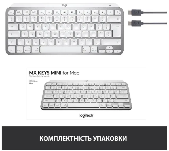 Клавіатура Logitech Бездротова Мембранна Підсвічування 295,9х131,95 мм Білий