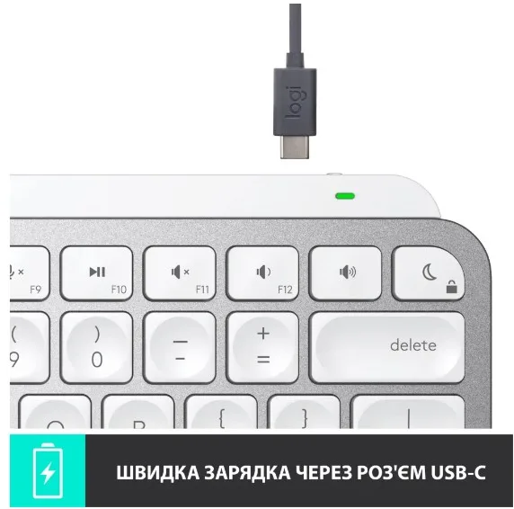 Клавіатура Logitech Бездротова Мембранна Підсвічування 295,9х131,95 мм Білий