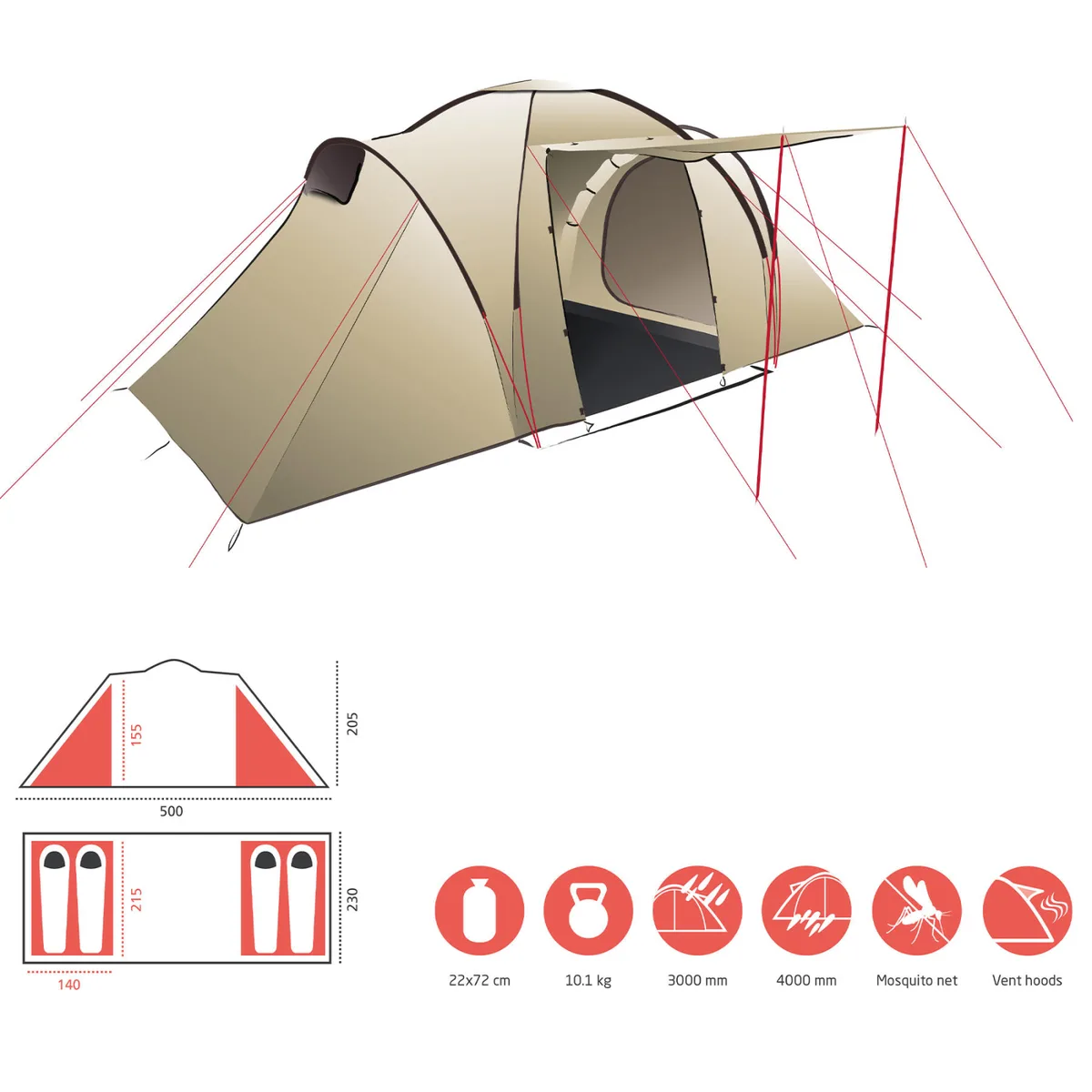 Намет Grand Canyon Polyester 500х230х205 см Бежевий
