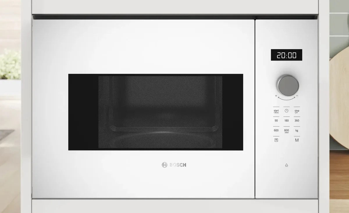 Мікрохвильова піч Bosch вбудована 20л 800Вт біла з електронним керуванням