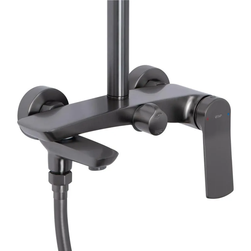 Душова система Qtap Slavonice Gunmetal Black PVD латунь 247х498х1013-1663 мм