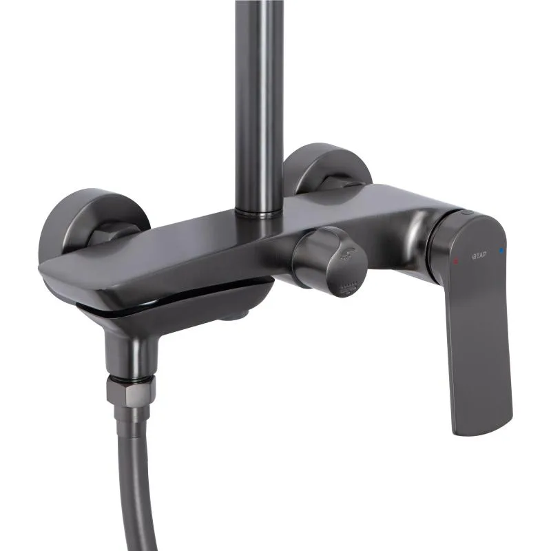 Душова система Qtap Slavonice Gunmetal Black PVD латунь 247х498х1013-1663 мм