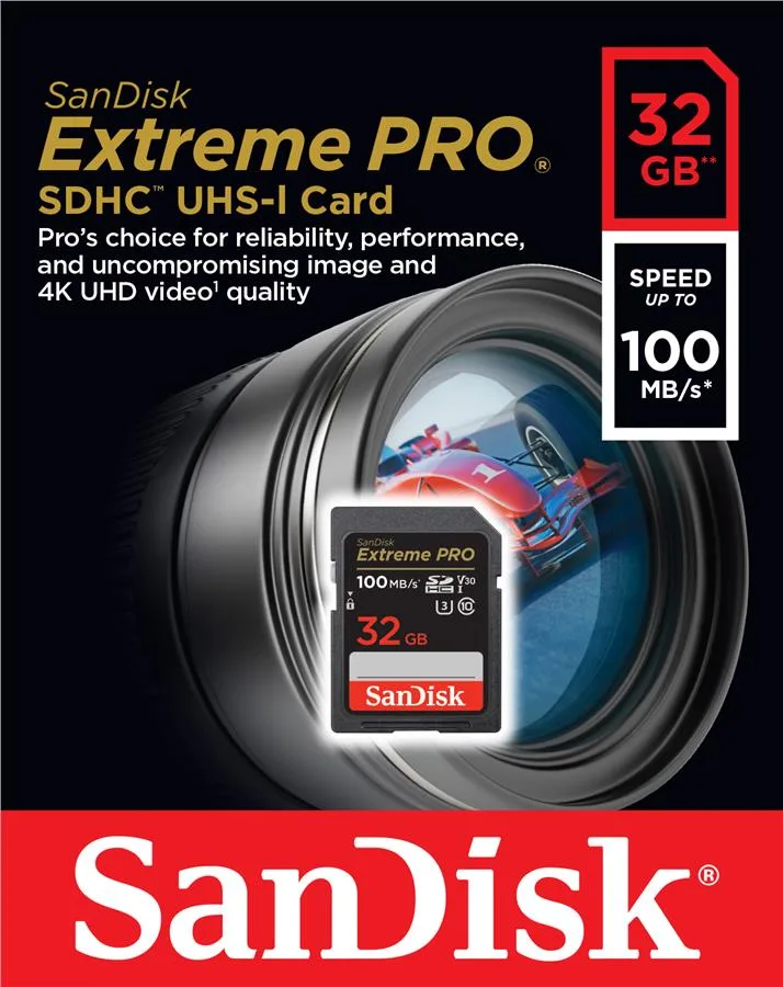 Карта пам'яті SanDisk SD 32GB UHS-I U3 V30 чорна
