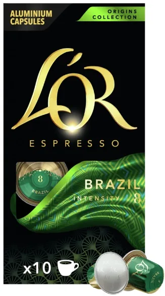 Кава L`OR капсули, Еспресо Бразильська Колекція, арабіка, 10 шт, Nespresso.