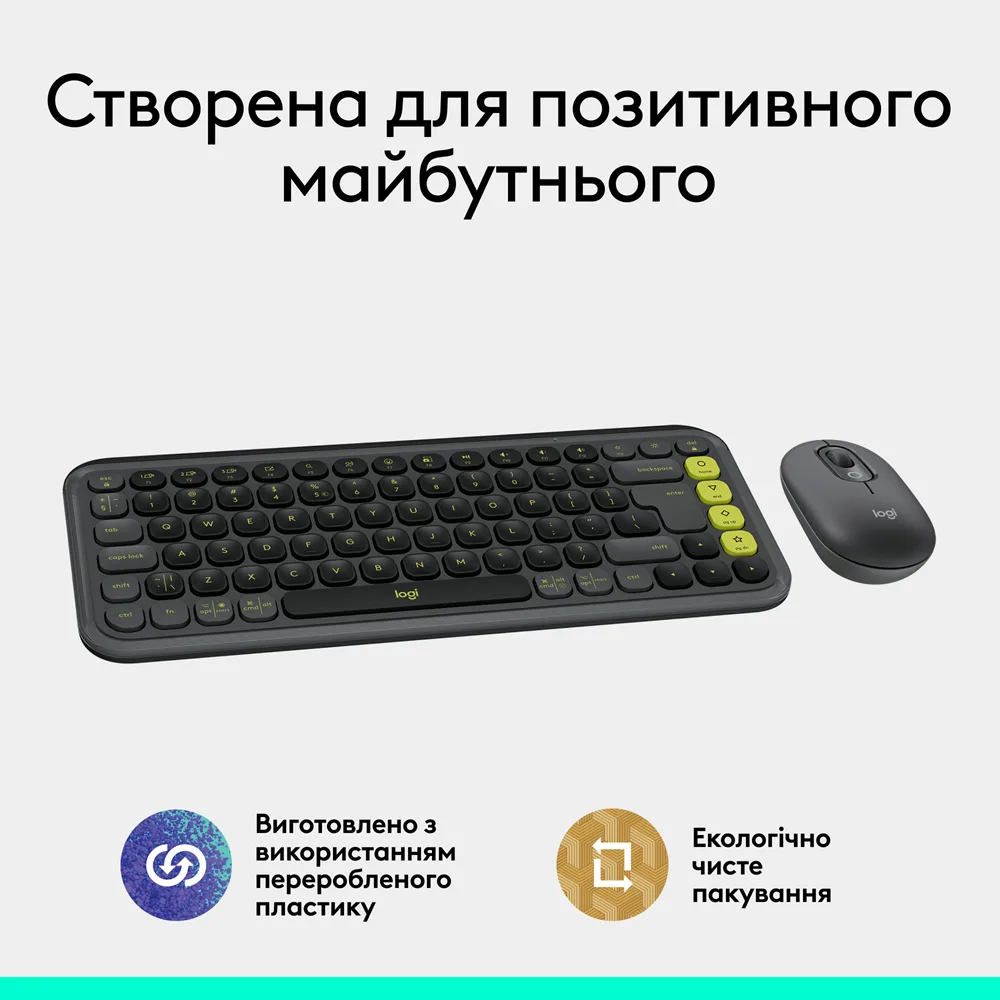 IT набір Logitech Клавіатура Миша Бездротові Bluetooth Сірий 321х137 мм 59х35 мм