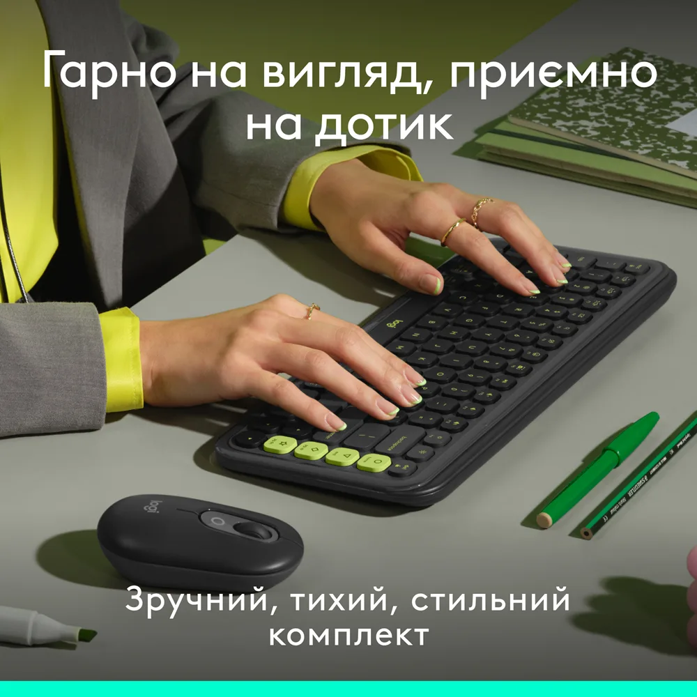 IT набір Logitech Клавіатура Миша Бездротові Bluetooth Сірий 321х137 мм 59х35 мм