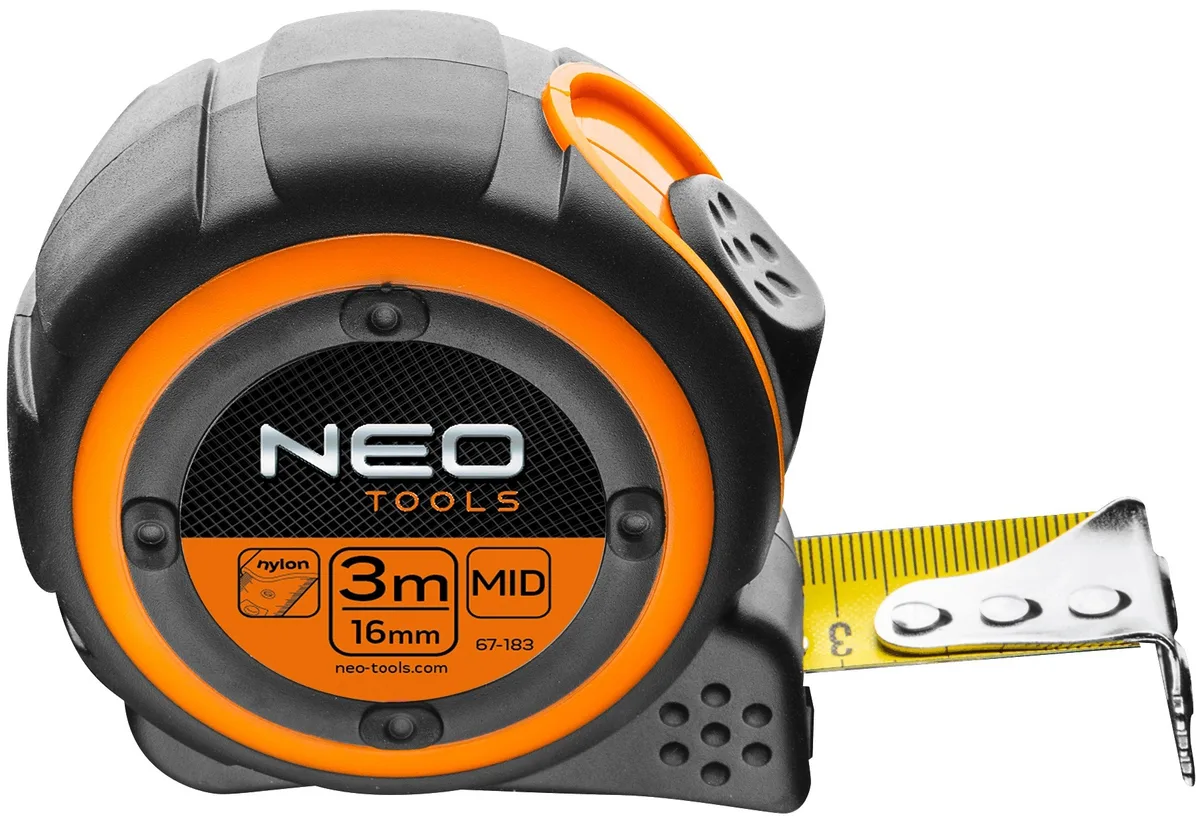 Рулетка Neo Tools 3мx16мм магнітна для вимірювання довжини з фіксатором стрічки
