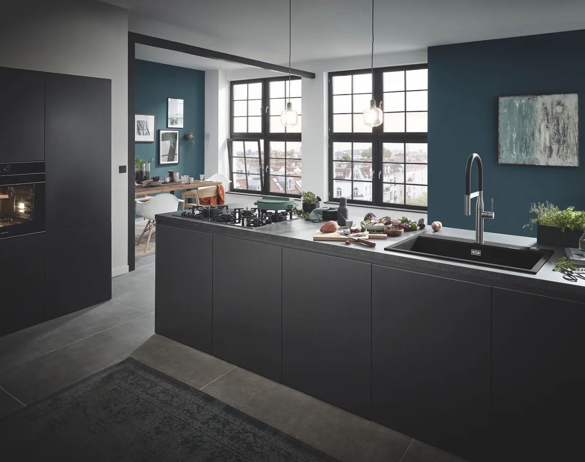 Композитна мийка Grohe гранітна 780х510х220 мм чорна матова