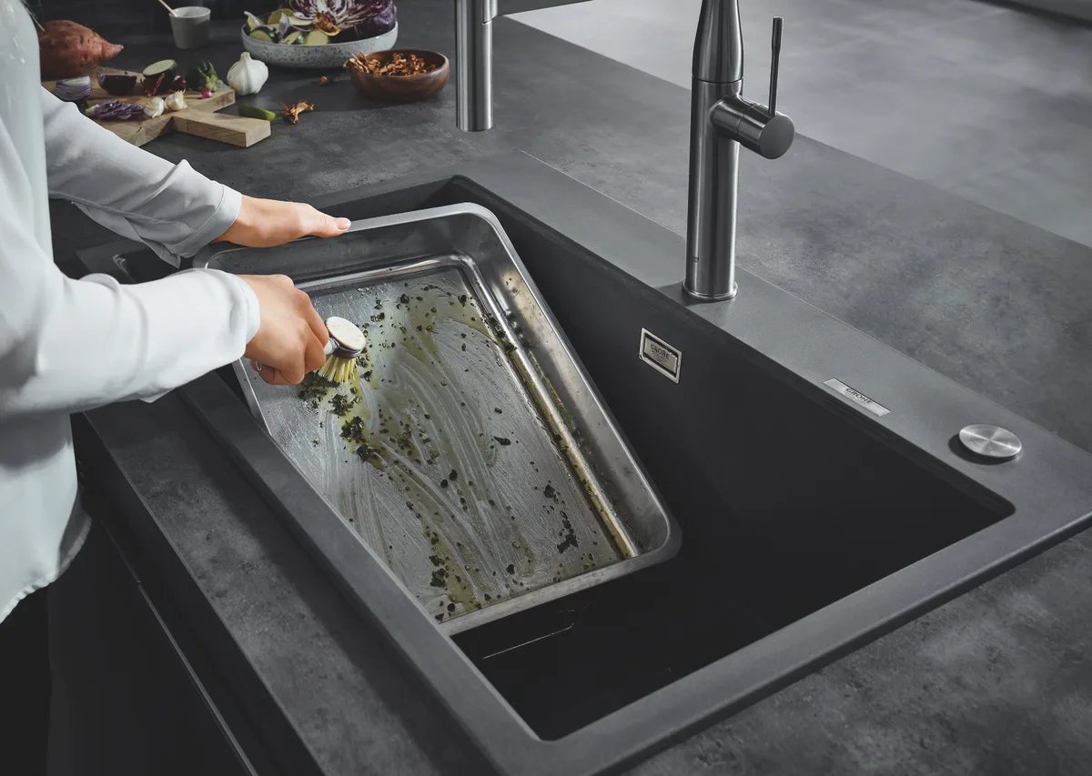 Композитна мийка Grohe гранітна 780х510х220 мм чорна матова