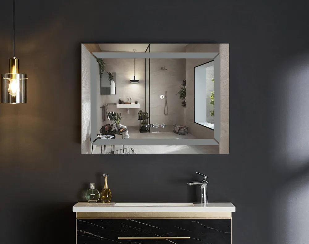 Дзеркало настінне з LED підсвічуванням Mixxus LIGHT MR01 80x60 см Біле безмідне скло