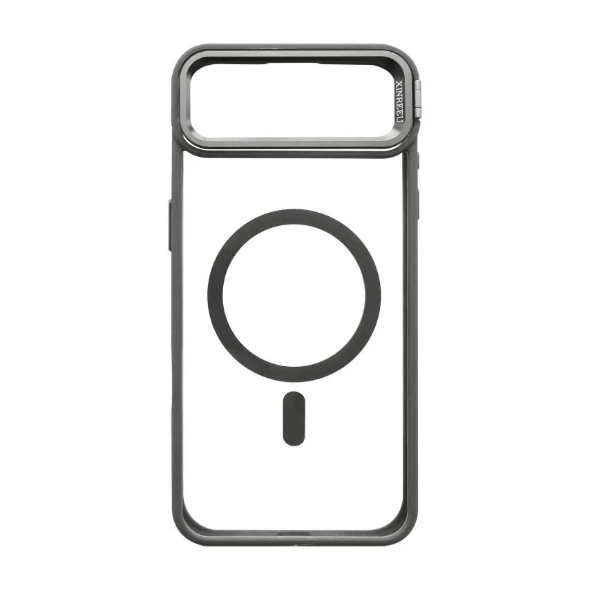 Чохол MagSafe для смартфона пластик силікон сірий з підставкою захистом камери