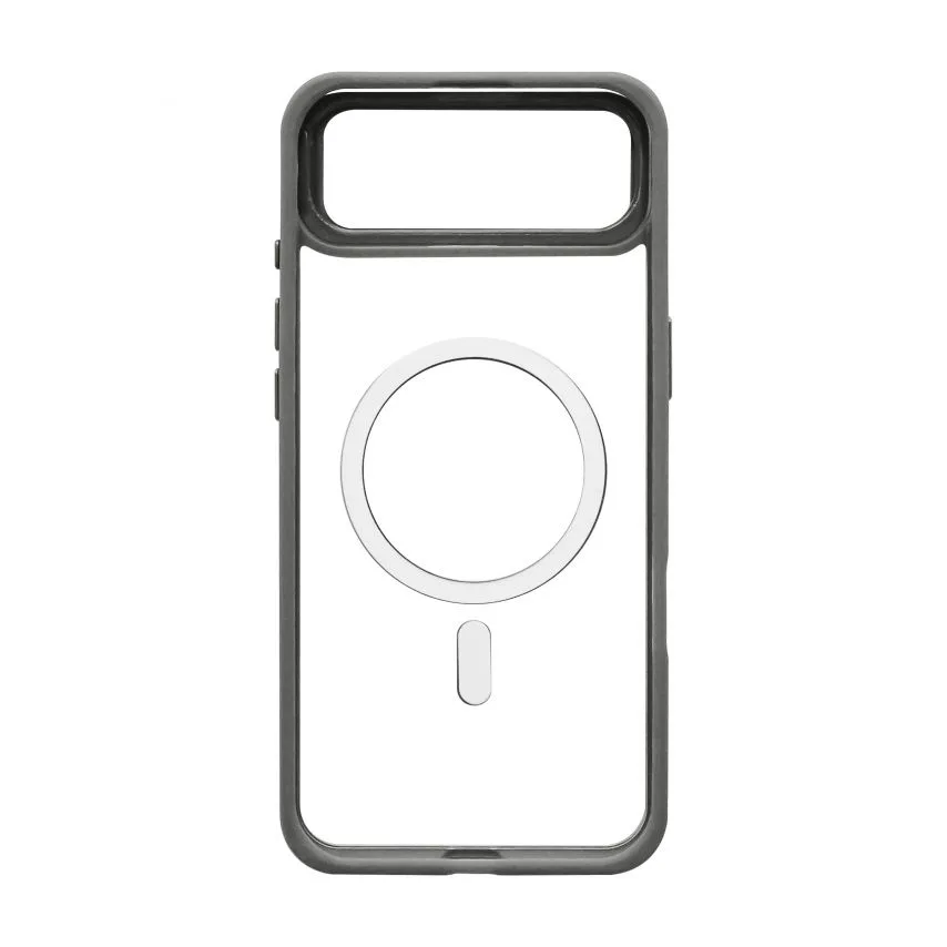 Чохол MagSafe для смартфона пластик силікон сірий з підставкою захистом камери
