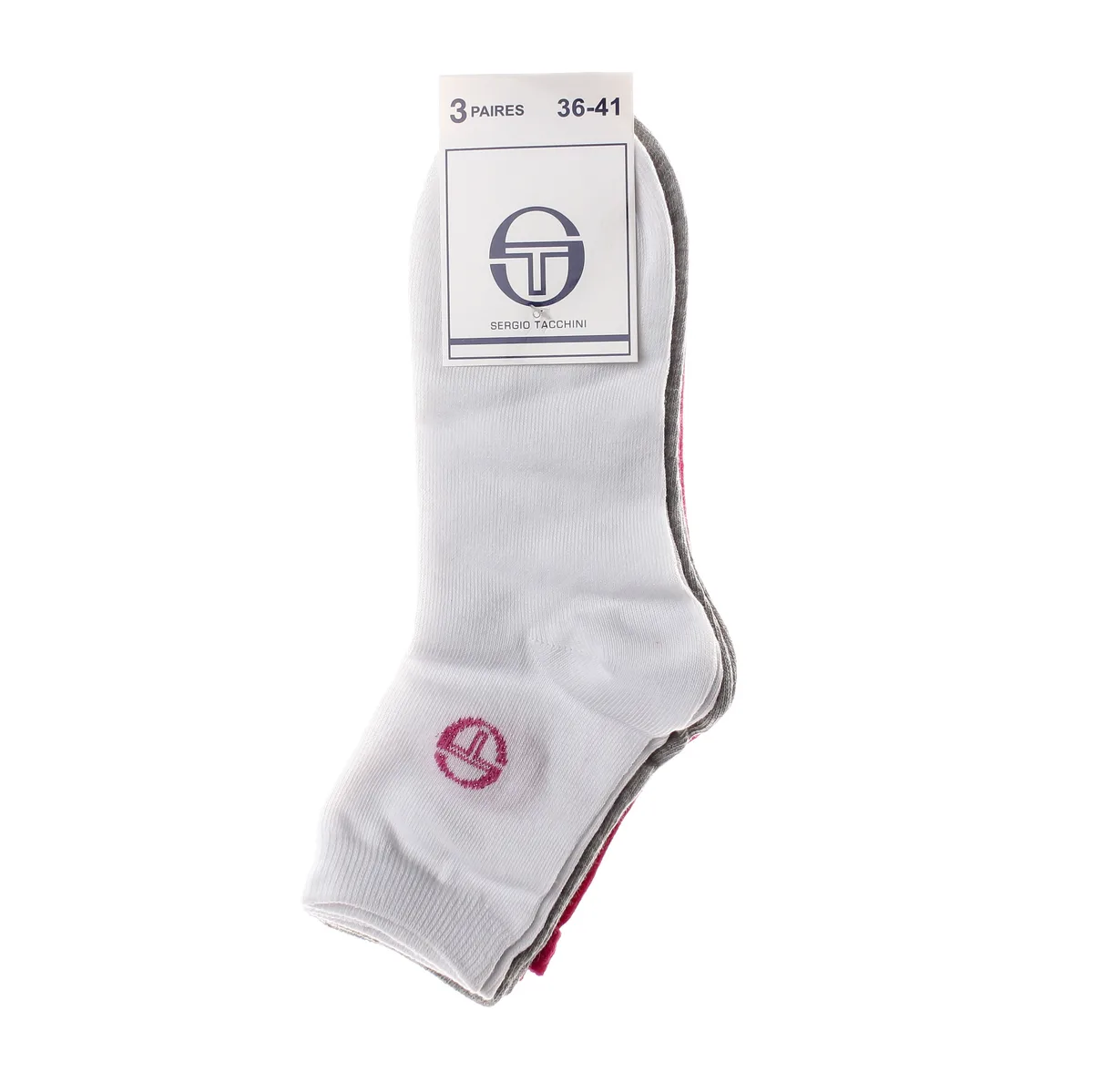 Шкарпетки Sergio Tacchini бавовна 36-41 білий рожевий сірий 3-pack