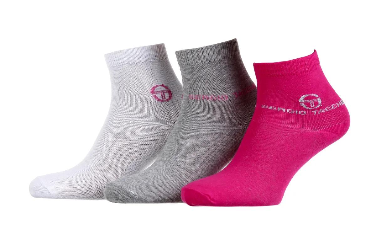 Шкарпетки Sergio Tacchini бавовна 36-41 білий рожевий сірий 3-pack