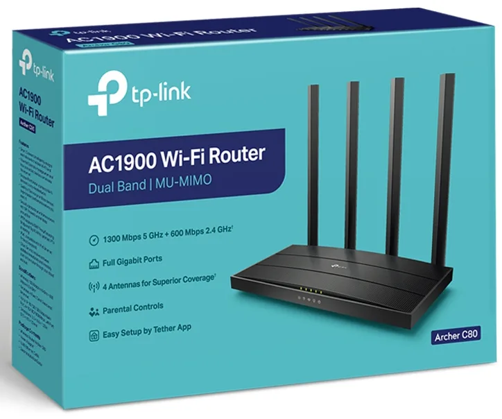 Бездротовий маршрутизатор TP-Link AC1900 4 порти LAN 600 Мбіт/с 1300 Мбіт/с 2,4 ГГц 5 ГГц