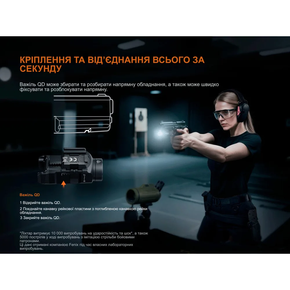 Ліхтар до пістолета Fenix алюміній 66,3х28,2х31,6 мм білий