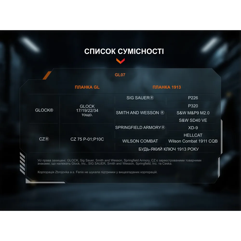 Ліхтар до пістолета Fenix алюміній 66,3х28,2х31,6 мм білий