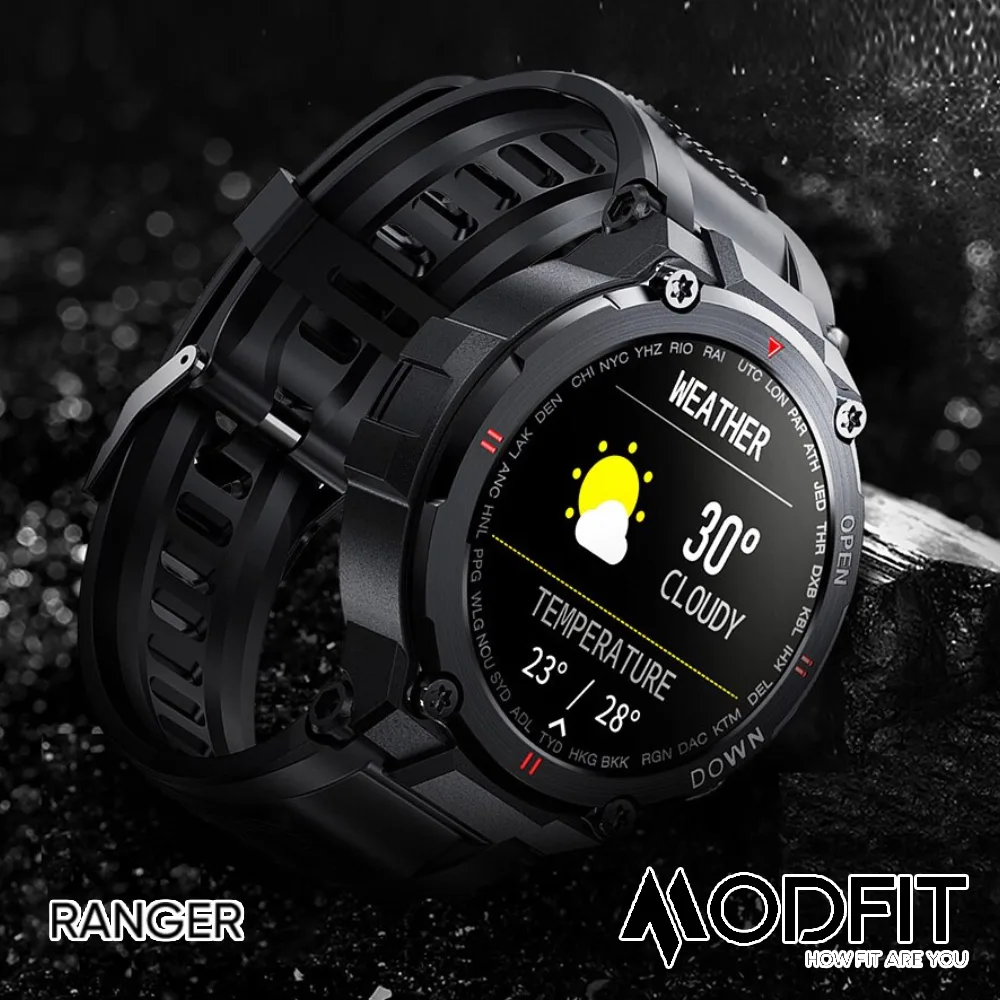 Умні годинники Modfit полімер сталь 36 мм сірі