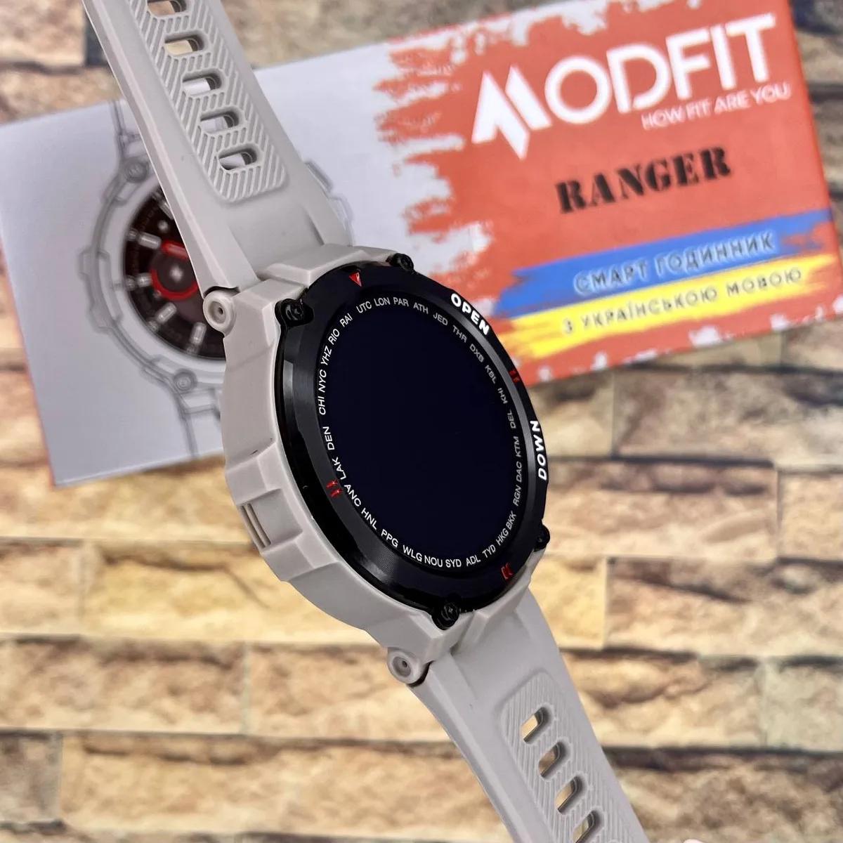 Умні годинники Modfit полімер сталь 36 мм сірі