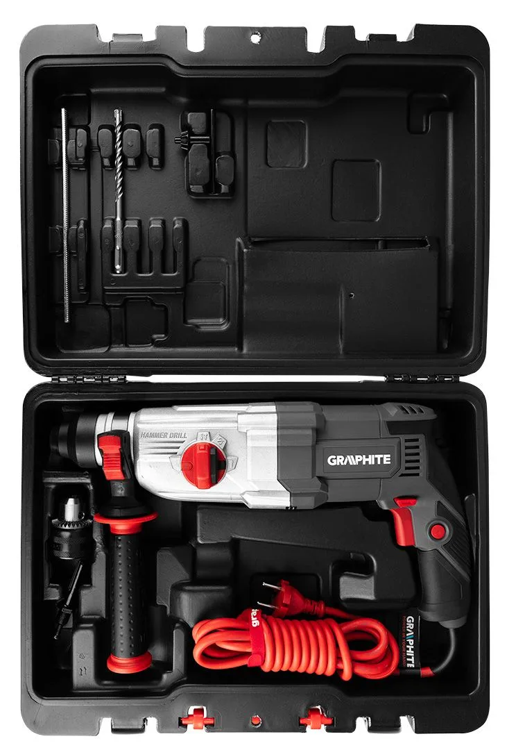 Перфоратор GRAPHITE SDS-plus 900 Вт, 3.4 Дж, у кейсі, вага 6.1 кг