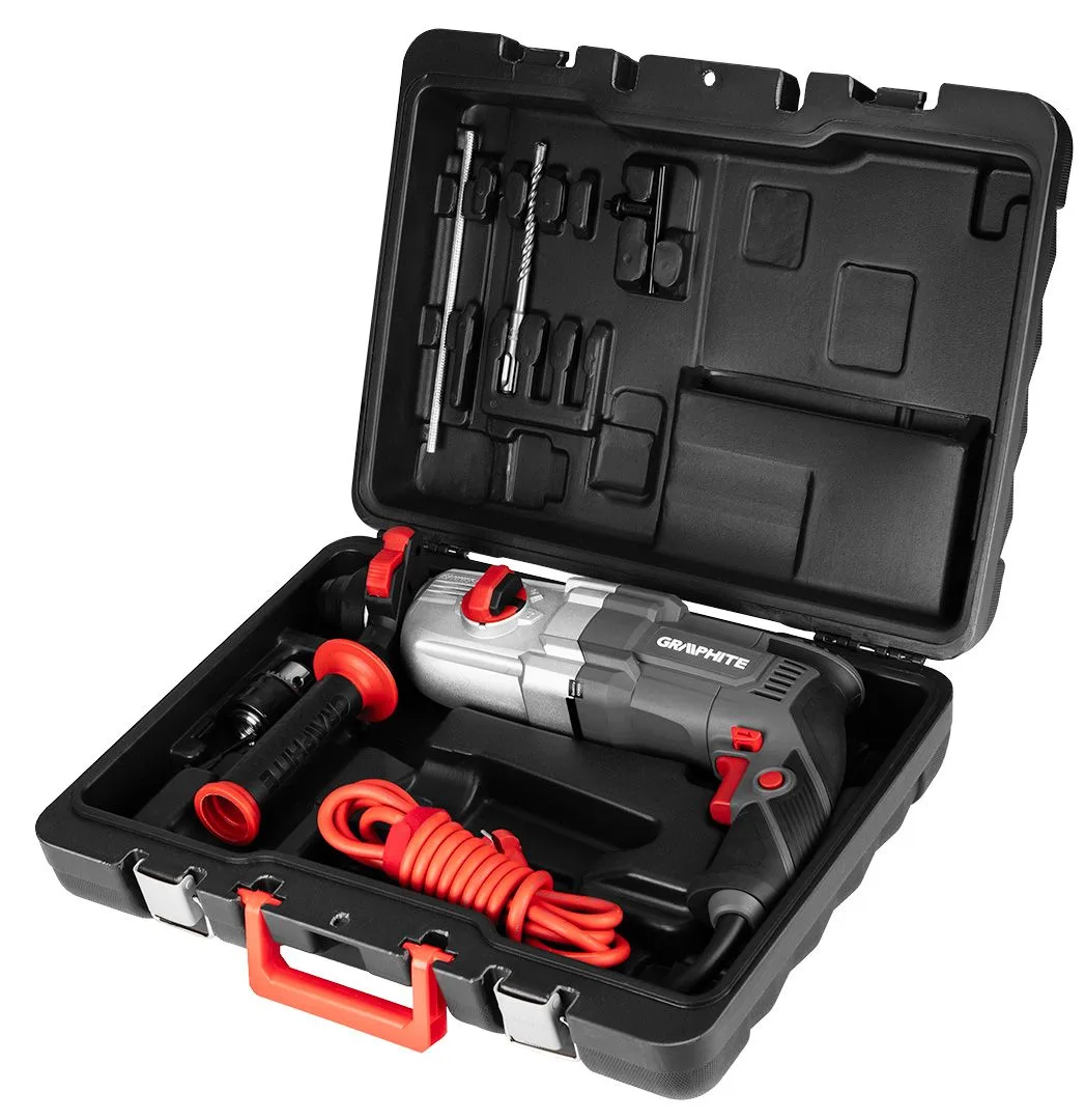 Перфоратор GRAPHITE SDS-plus 900 Вт, 3.4 Дж, у кейсі, вага 6.1 кг