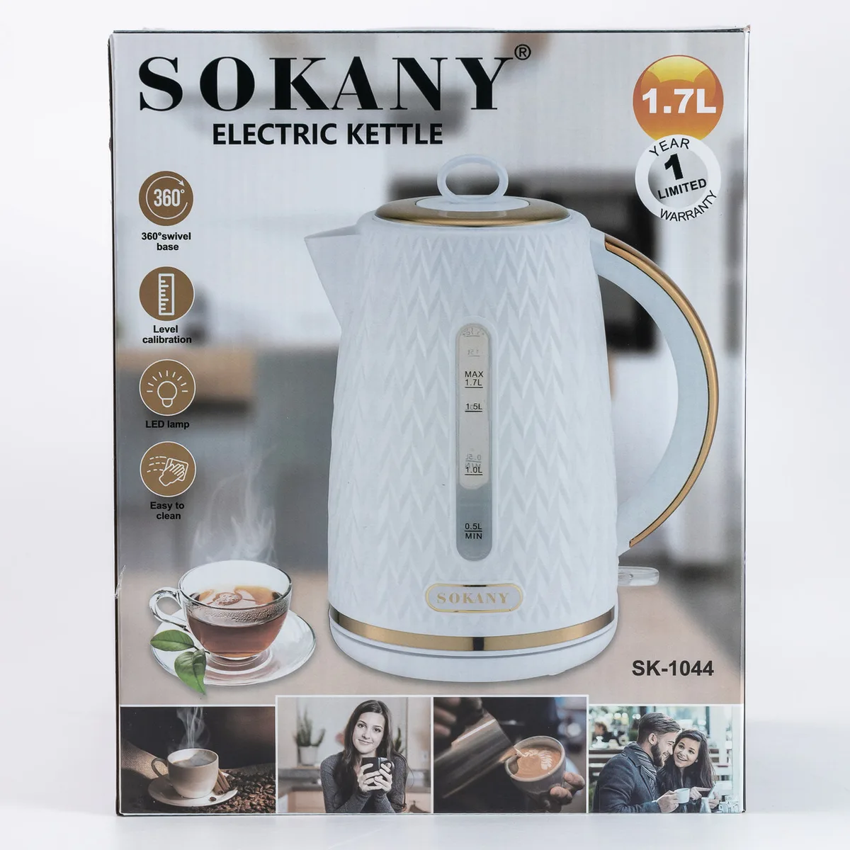 Электрический чайник Sokany пластиковый 1.7 л белый