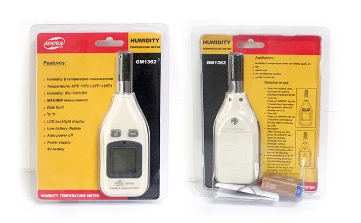 Термогигрометр Benetech GM1362 0-100% -30-70°C пластиковый карманный черный