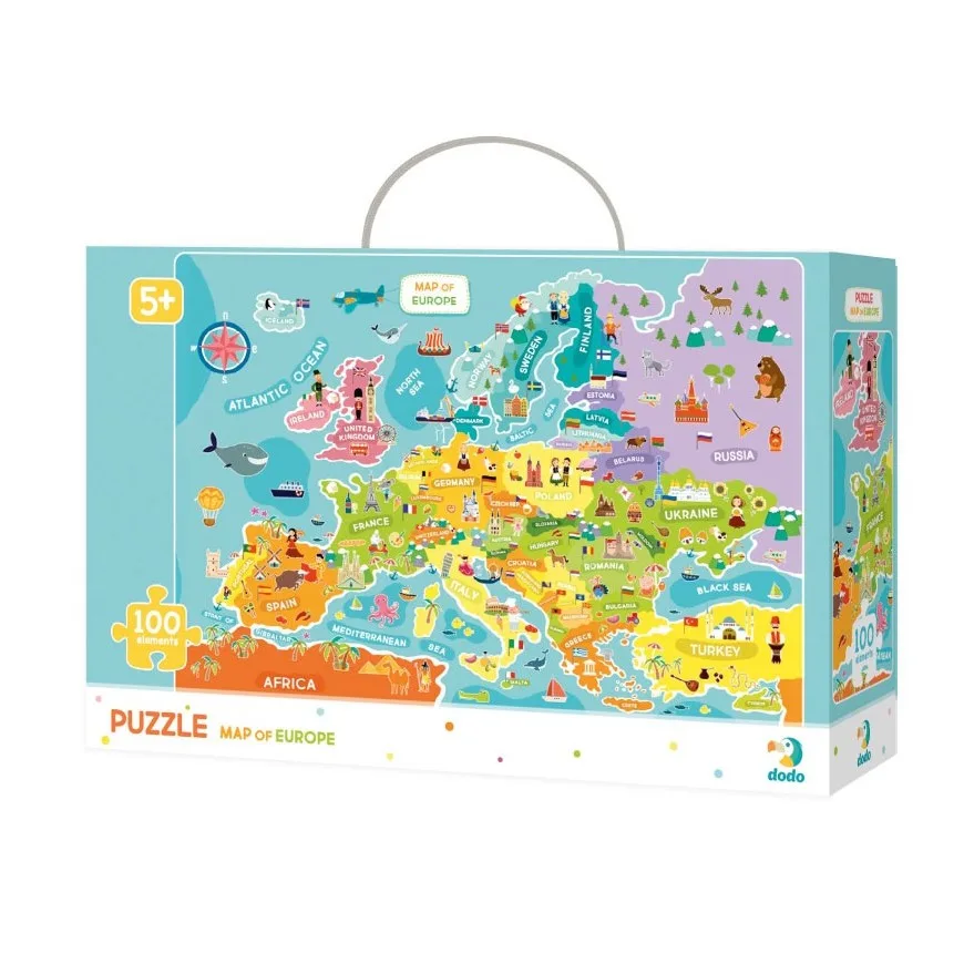 Дитячий пазл DoDo Toys 100 деталей картон 46х64 см карта Європи англійська версія