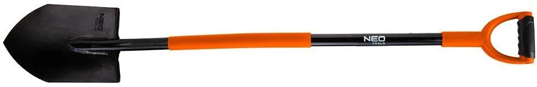 Лопата штикова Neo Tools з металевим D-подібним руків'ям, довжина 125 см, вага 2.28 кг.