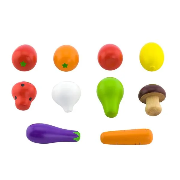 Деревянные овощи и фрукты Viga Toys 10 предметов разноцветные 14х11х6 см