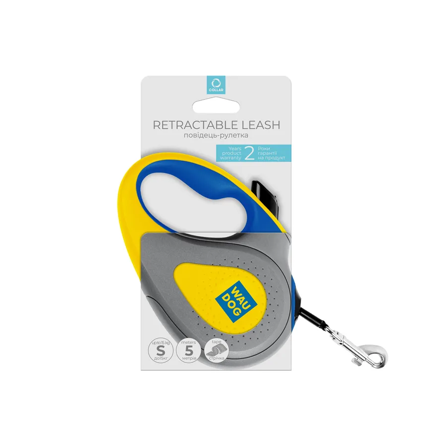 Повідець-рулетка WAUDOG R-leash S 5 м пластикова світловідбивна "Colors of freedom" до 15 кг
