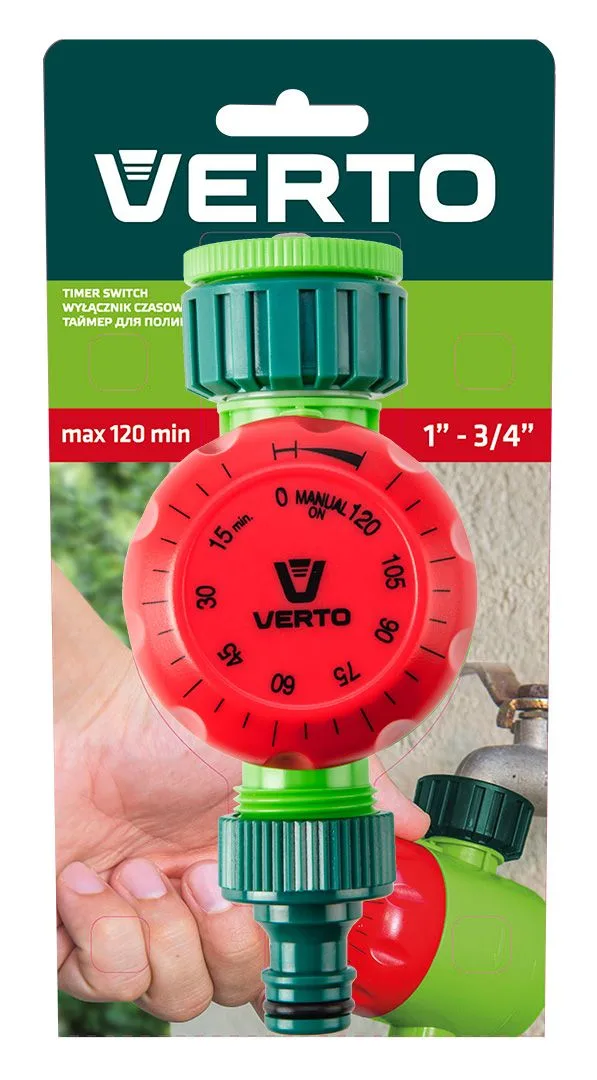 Таймер для автоматичного поливу Verto, 1/2"-3/4", механічний, до 120 хв.