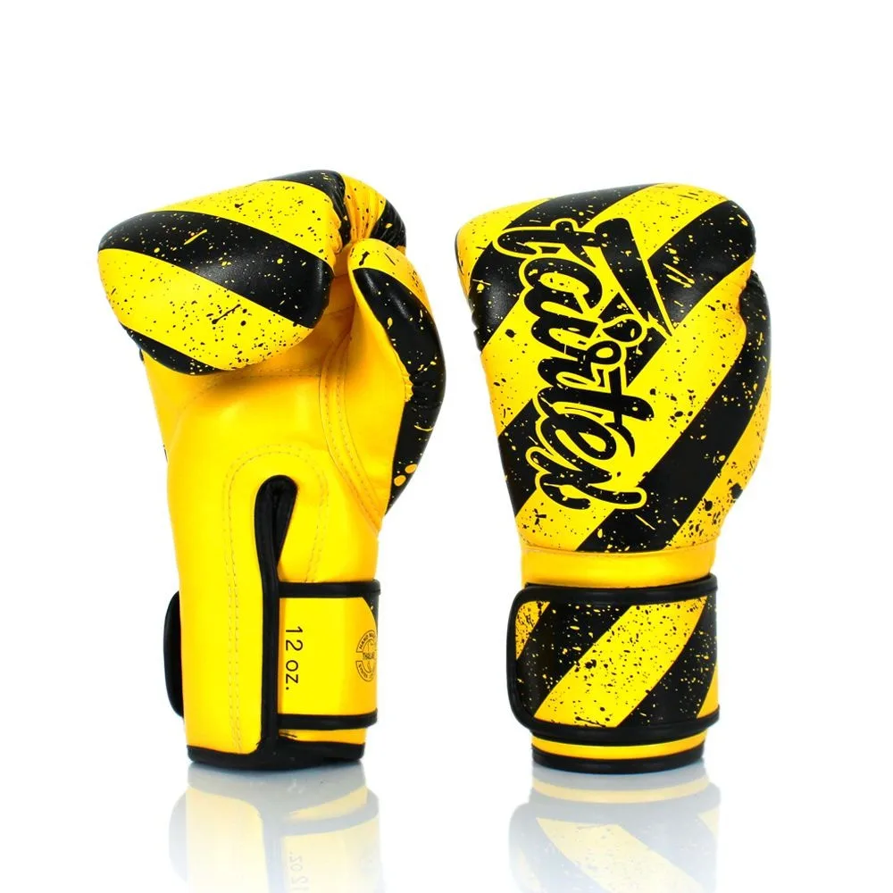 Боксерські рукавиці Fairtex штучна шкіра 14 унцій жовті чорні