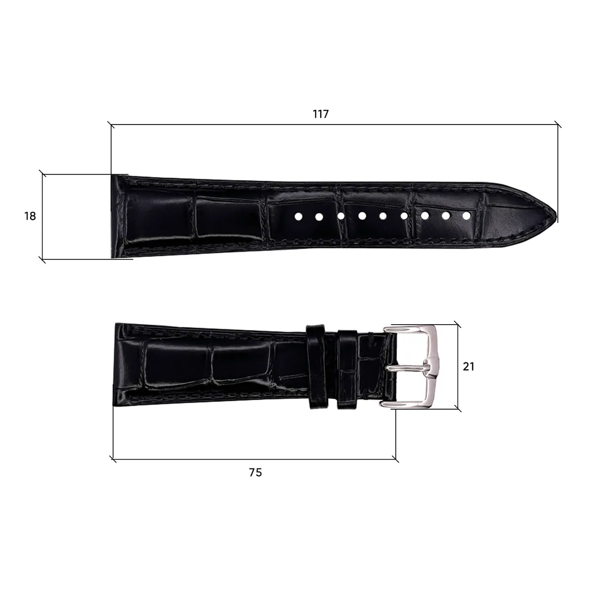 Шкіряний ремінець Modfit Premium 18х16 мм Чорний