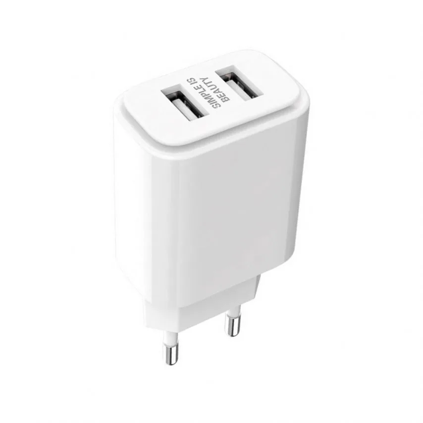 Мережевий зарядний пристрій XO 2USB 2.4A білий