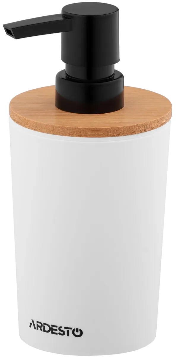 Дозатор для жидкого мыла ARDESTO Minimalism 380 мл, полипропилен, бамбук, белый