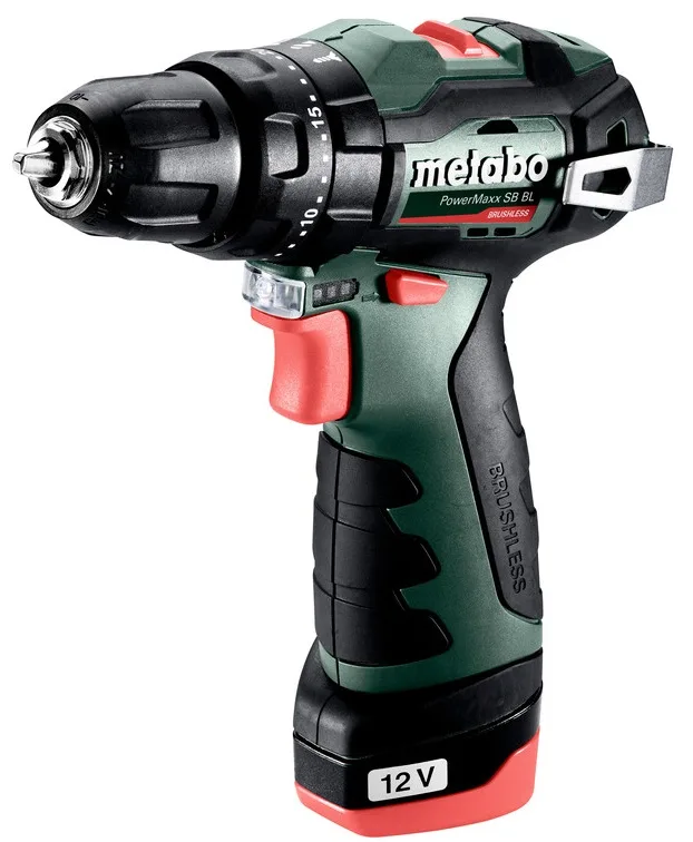 Акумуляторний ударний дриль Metabo PowerMaxx 12В 2х2А·год легкий шурупокрут для будівництва та ремонту