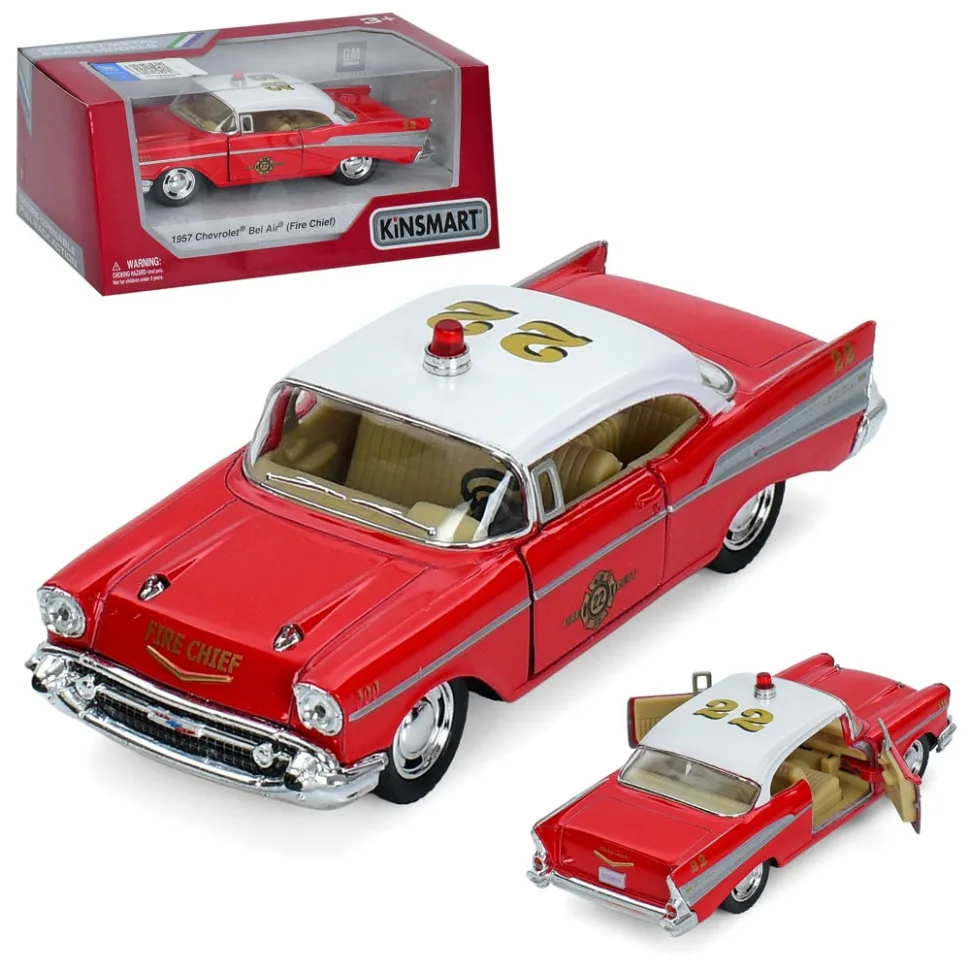 Инерционная машинка Chevrolet Bel Air 1:40 металлическая с дверями, красная 15,5х8х7 см