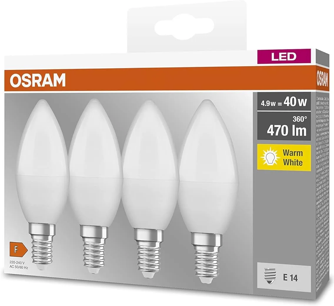 Набір ламп 4шт OSRAM LED E14 4.9Вт 470Лм Теплий білий