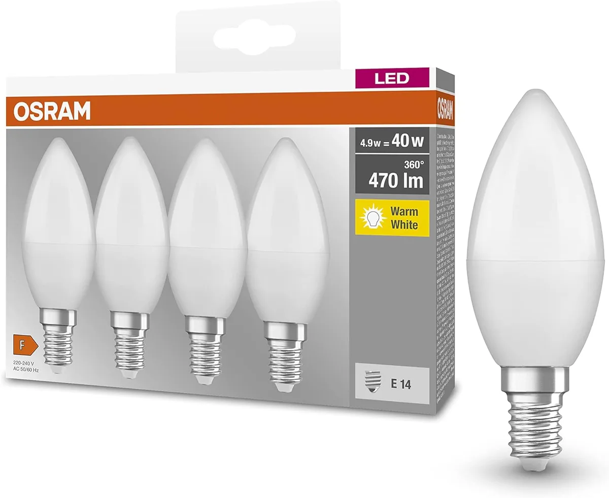 Набір ламп 4шт OSRAM LED E14 4.9Вт 470Лм Теплий білий