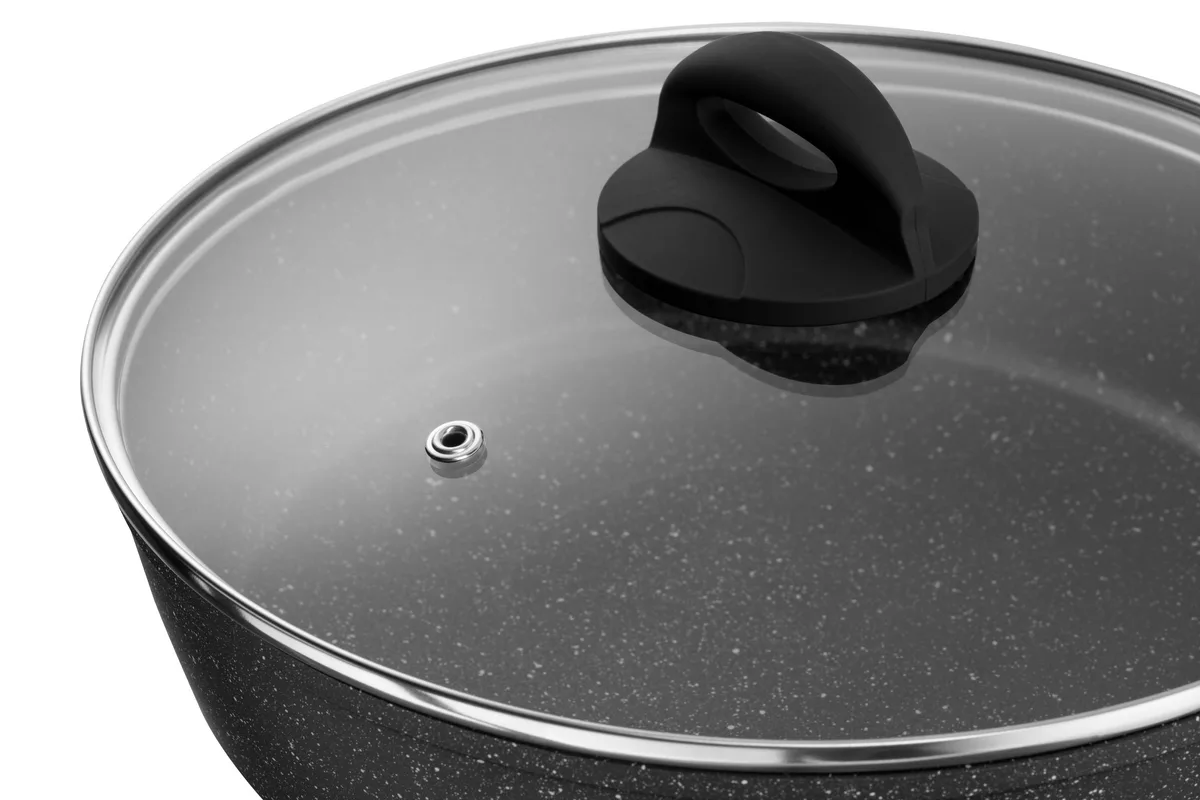 Глибока сковорода з кришкою ARDESTO Gemini Gourmet Viareggio, 28 см, алюмінієва, чорного кольору.