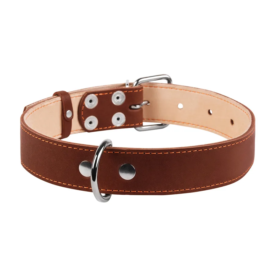 Нашийник CoLLaR подвійний коричневий 35мм 48-63см шкіряний для собак повідок